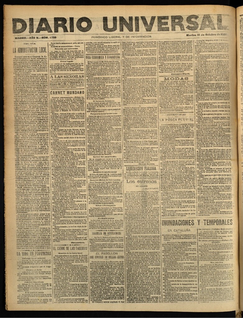 Miniatura de Diario Universal del 15 de octubre de 1907