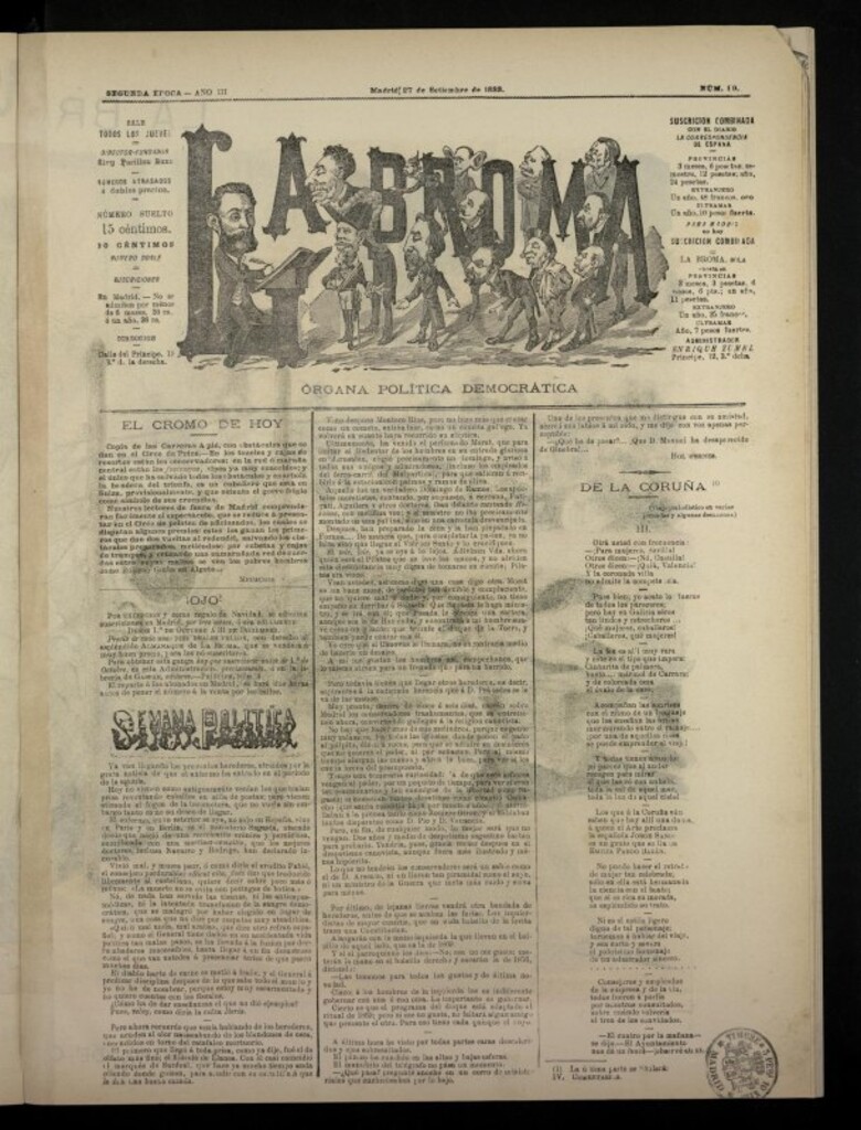 Miniatura de La Broma, de 27 de septiembre de 1883, nº 89