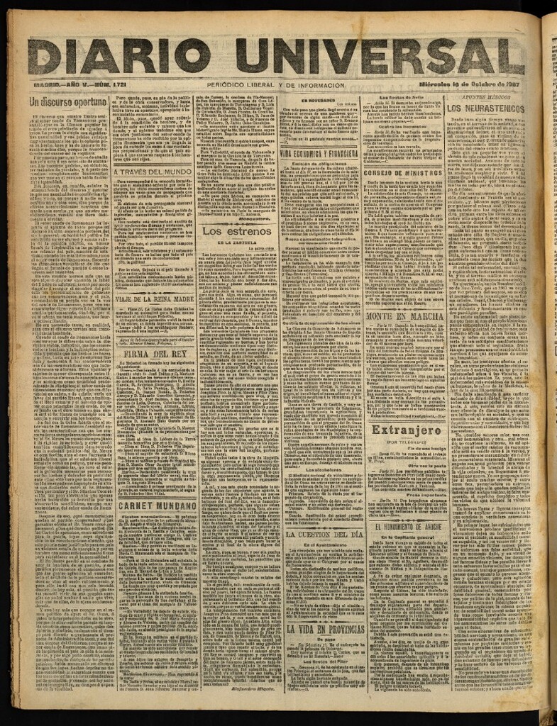 Miniatura de Diario Universal del 16 de octubre de 1907
