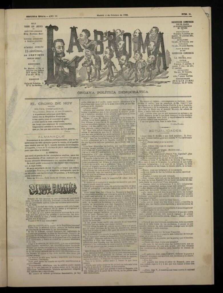Miniatura de La Broma, de 4 de octubre de 1883, nº 91