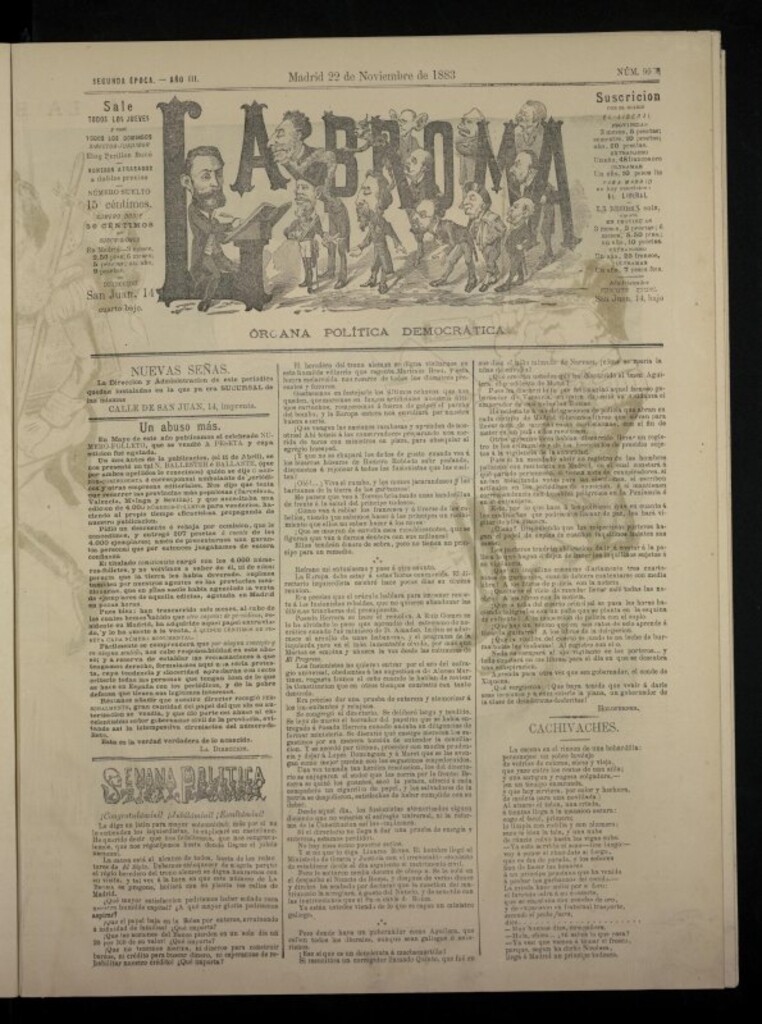 Miniatura de La Broma, de 22 de noviembre de 1883, nº 99