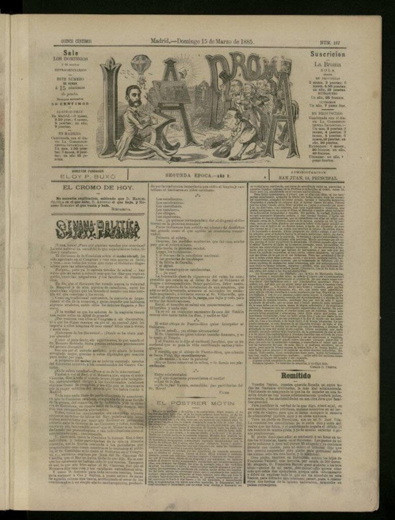 Miniatura de La Broma de 15 de marzo de 1885, nº 167
