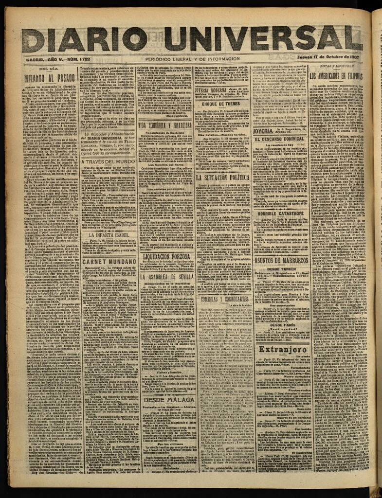 Miniatura de Diario Universal del 17 de octubre de 1907