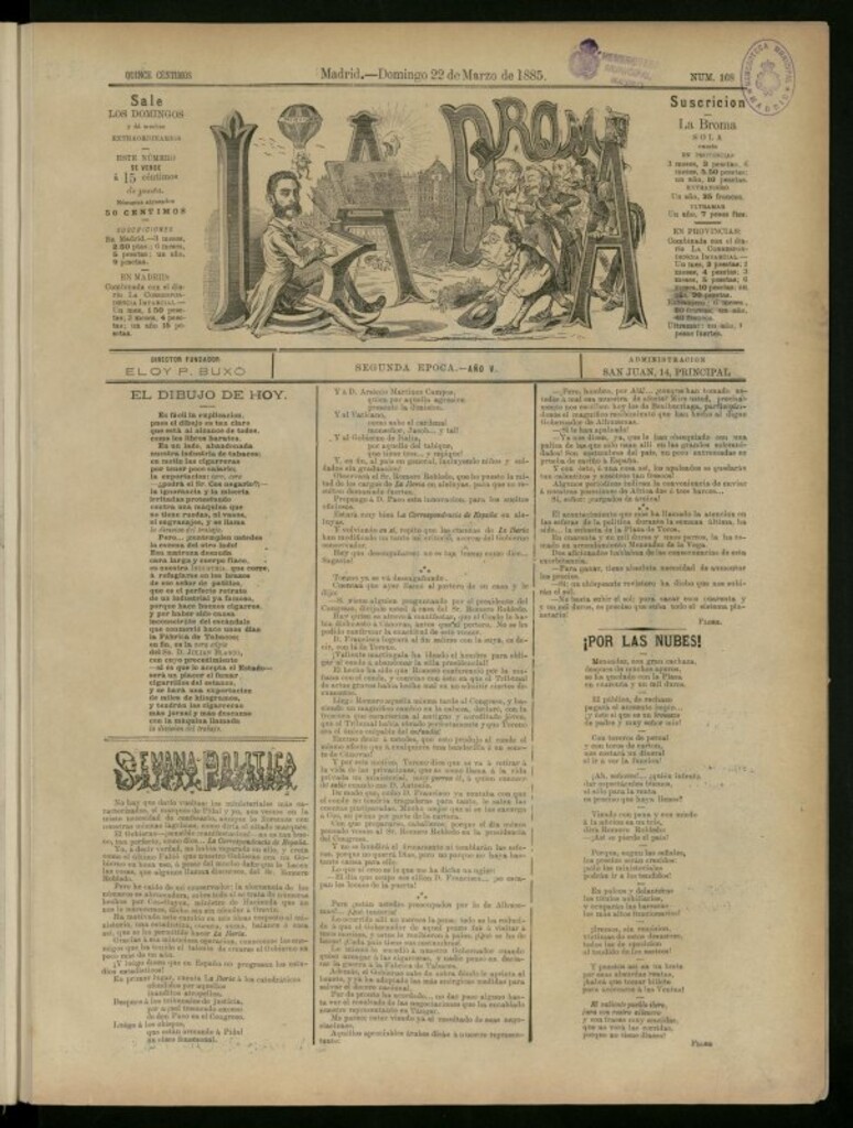 Miniatura de La Broma de 22 de marzo de 1885, nº 168
