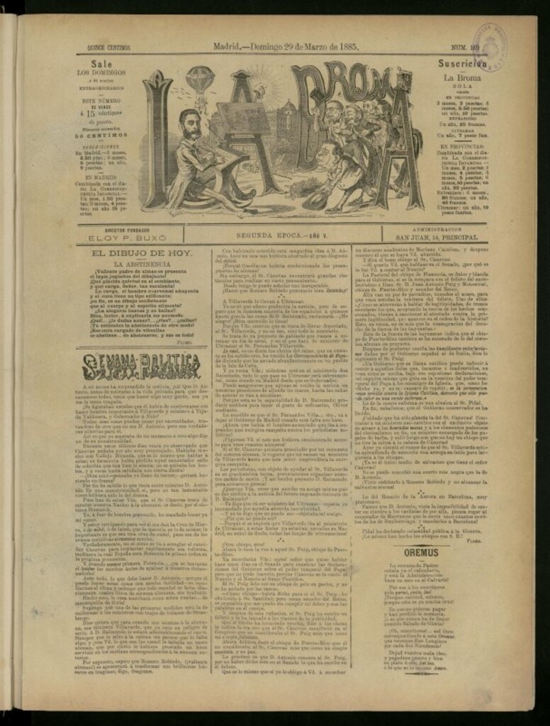 Miniatura de La Broma de 29 de marzo de 1885, nº 169