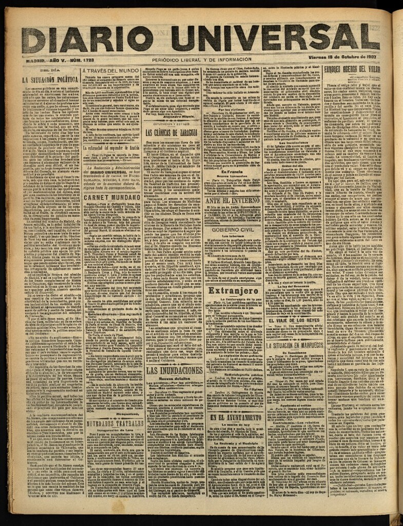 Miniatura de Diario Universal del 18 de octubre de 1907