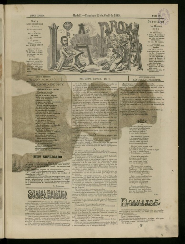 Miniatura de La Broma de 12 de abril de 1885, nº 171