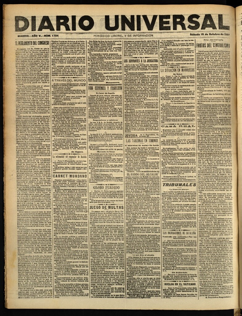 Miniatura de Diario Universal del 19 de octubre de 1907