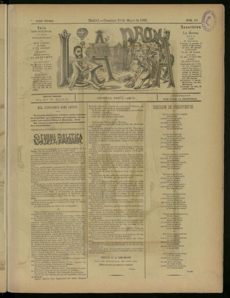 Miniatura de La Broma de 10 de mayo de 1885, nº 175