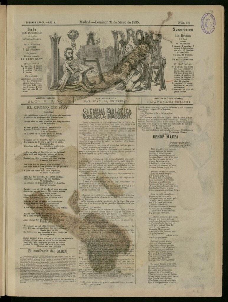 Miniatura de La Broma de 31 de mayo de 1885, nº 178