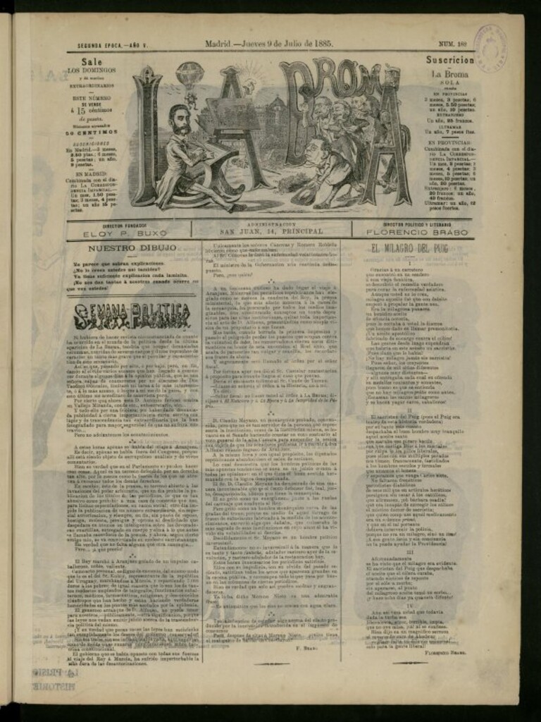 Miniatura de La Broma de 9 de julio de 1885, nº 182