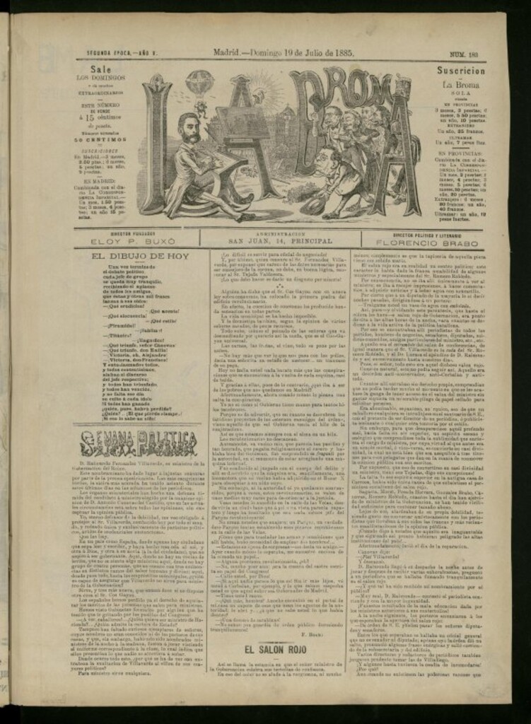 Miniatura de La Broma de 19 de julio de 1885, nº 183