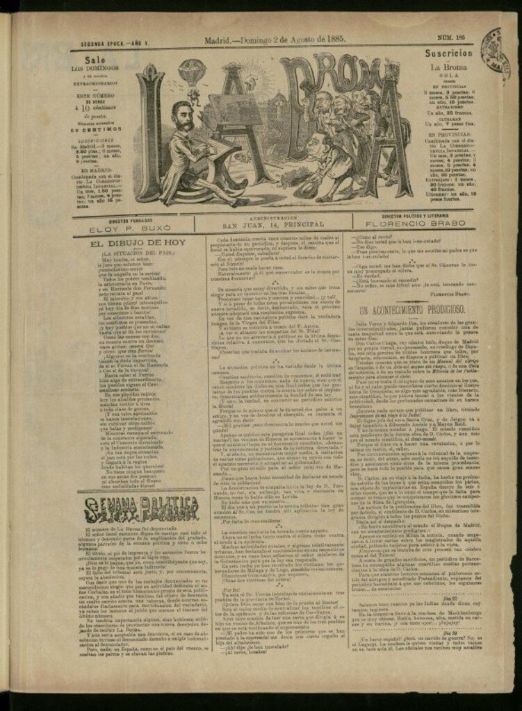 Miniatura de La Broma de 2 de agosto de 1885, nº 185