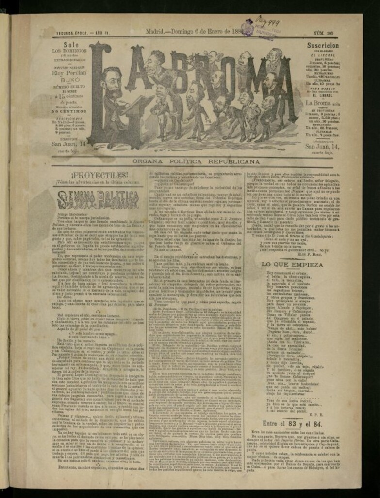 Miniatura de La Broma de 6 de enero de 1884, nº 105