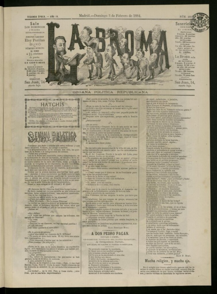 Miniatura de La Broma de 3 de febrero de 1884, nº 109