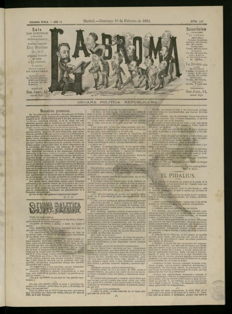 Miniatura de La Broma de 10 de febrero de 1884, nº 110