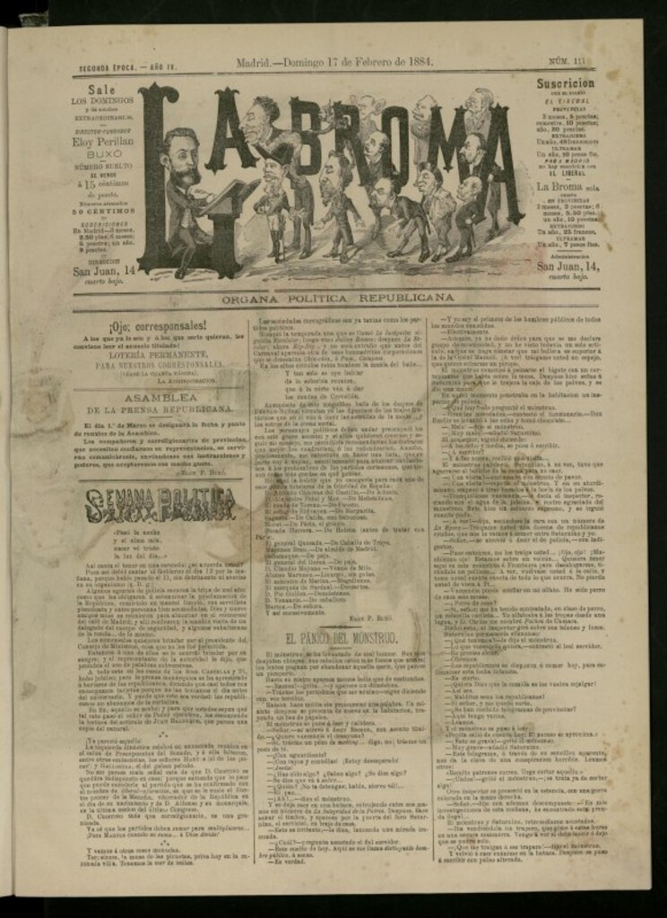 Miniatura de La Broma de 17 de febrero de 1884, nº 111