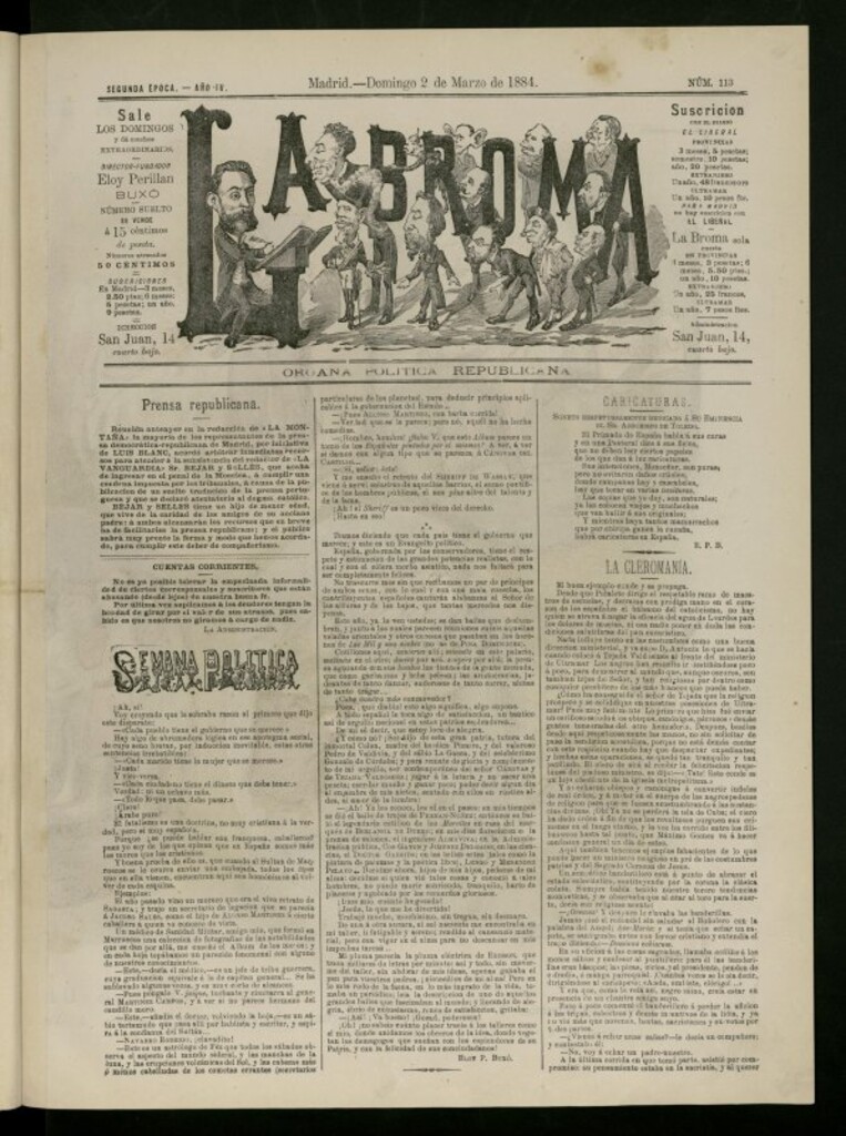 Miniatura de La Broma de 2 de marzo de 1884, nº 113