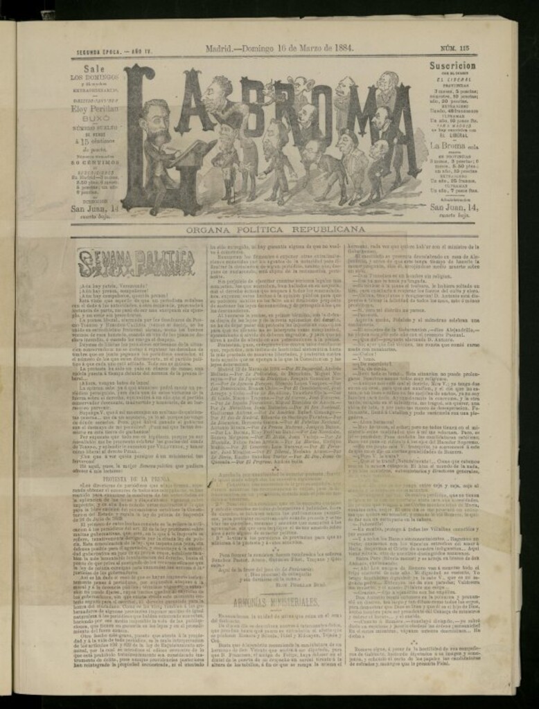 Miniatura de La Broma de 16 de marzo de 1884, nº 115