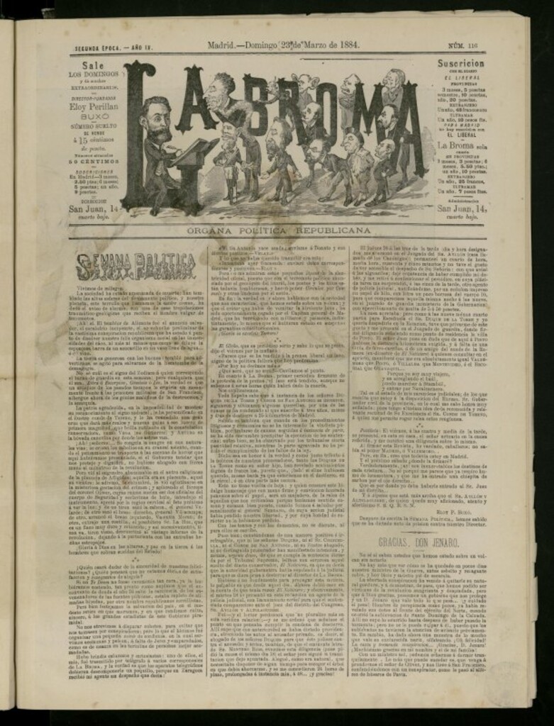 Miniatura de La Broma de 23 de marzo de 1884, nº 116