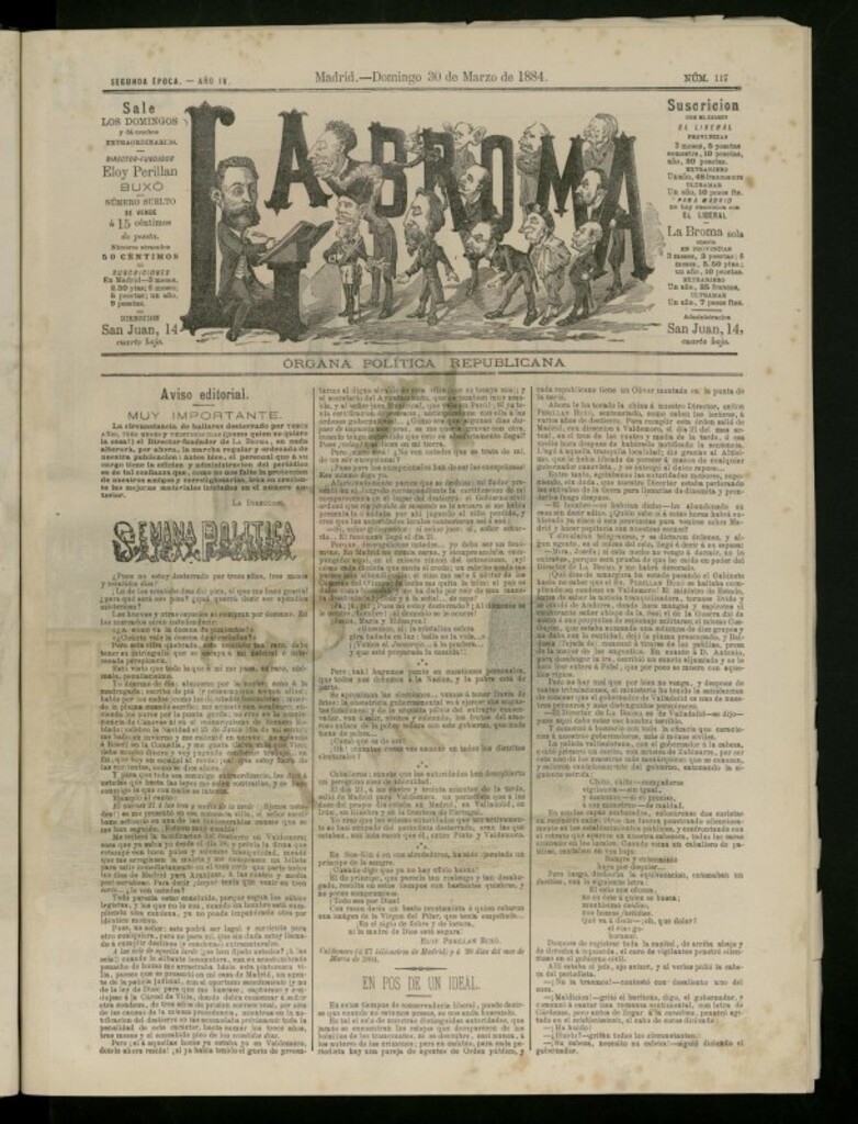 Miniatura de La Broma de 30 de marzo de 1884, nº 117