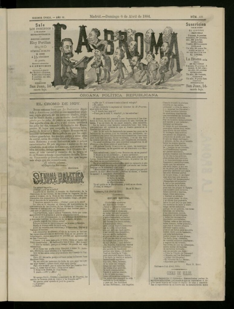 Miniatura de La Broma de 6 de abril de 1884, nº 118