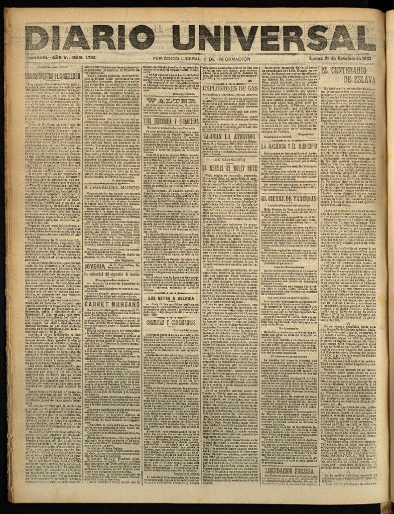 Miniatura de Diario Universal del 21 de octubre de 1907