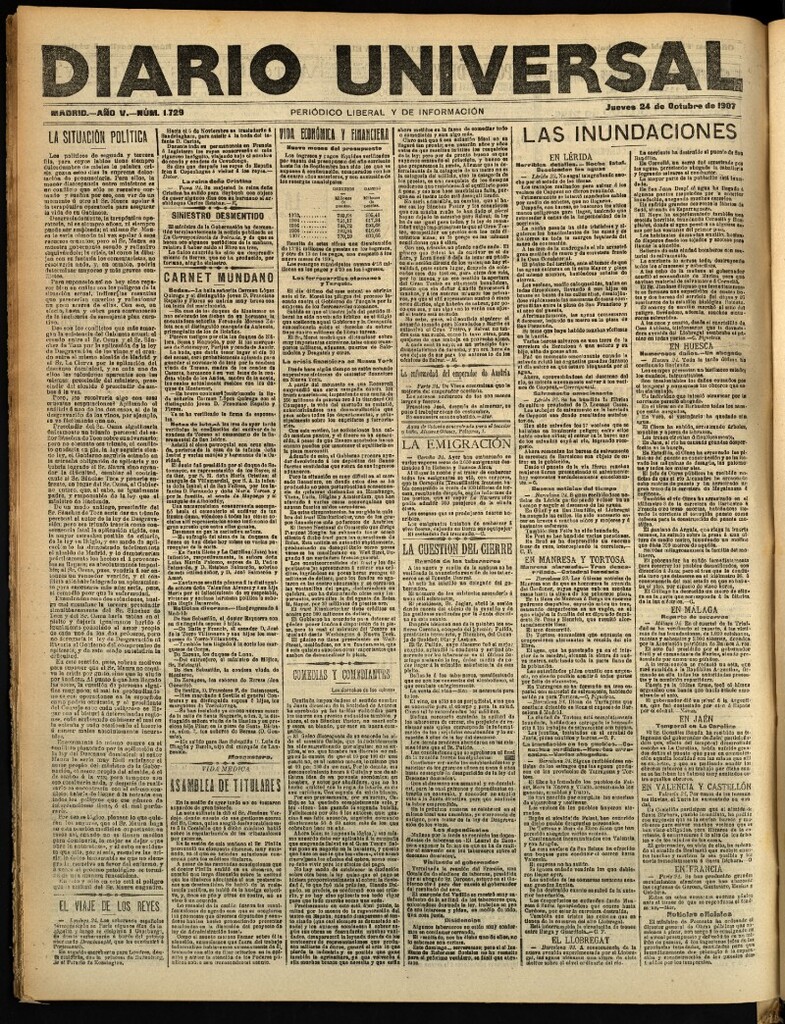 Miniatura de Diario Universal del 24 de octubre de 1907