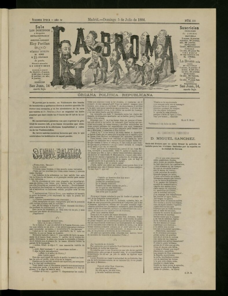 Miniatura de La Broma de 5 de julio de 1884, nº 131