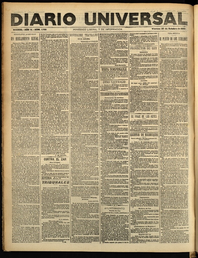 Miniatura de Diario Universal del 25 de octubre de 1907