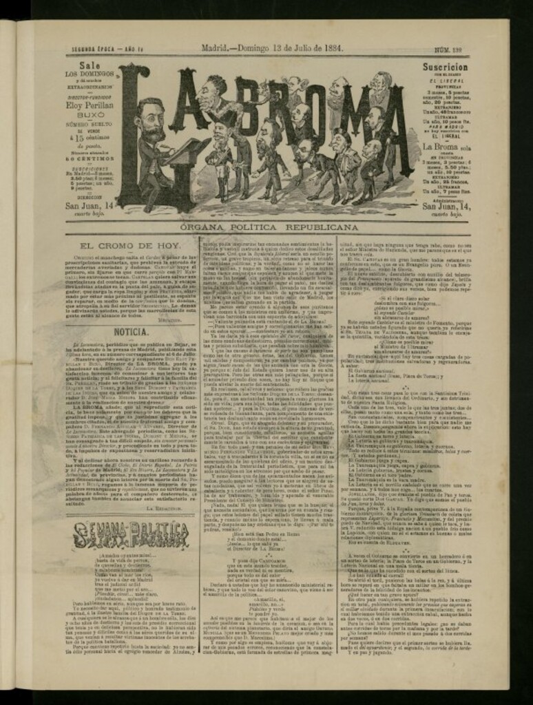 Miniatura de La Broma de 13 de julio de 1884, nº 132