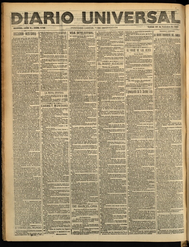 Miniatura de Diario Universal del 28 de octubre de 1907