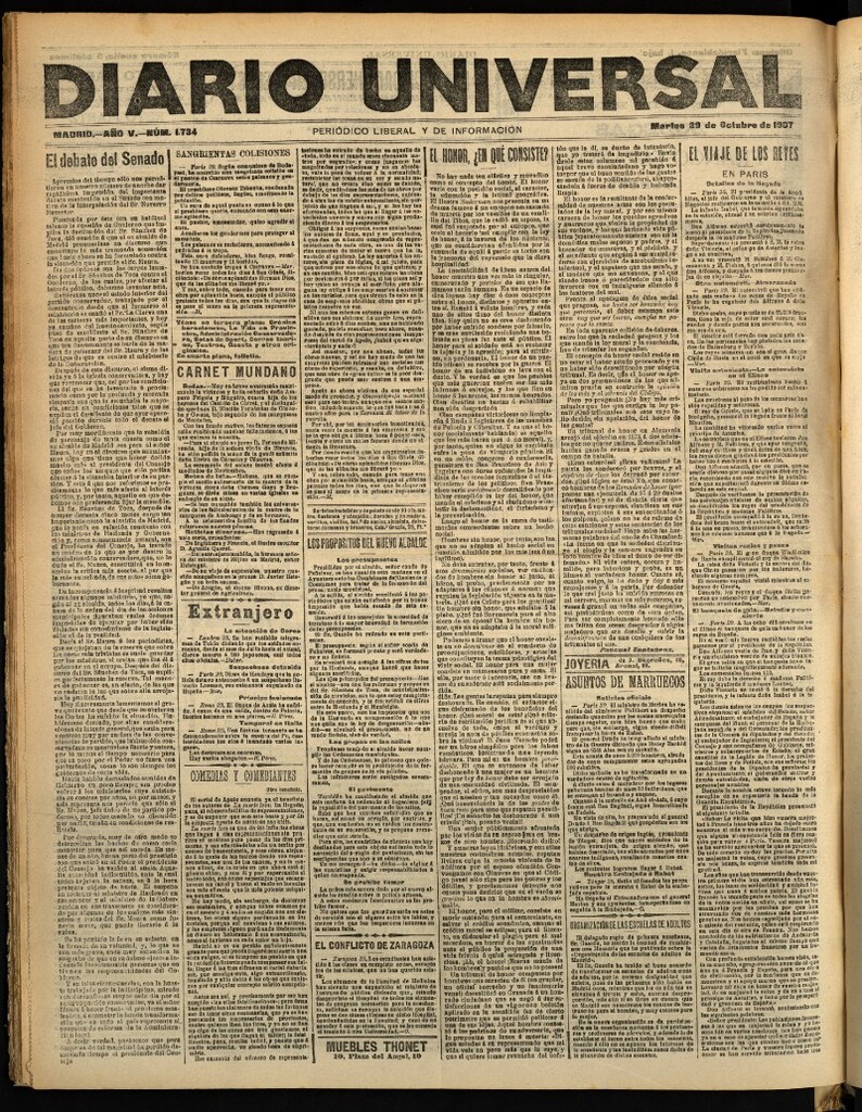 Miniatura de Diario Universal del 29 de octubre de 1907