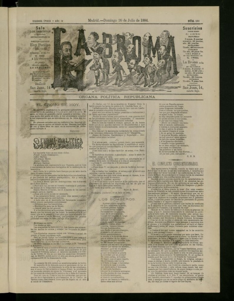 Miniatura de La Broma de 20 de julio de 1884, nº 133