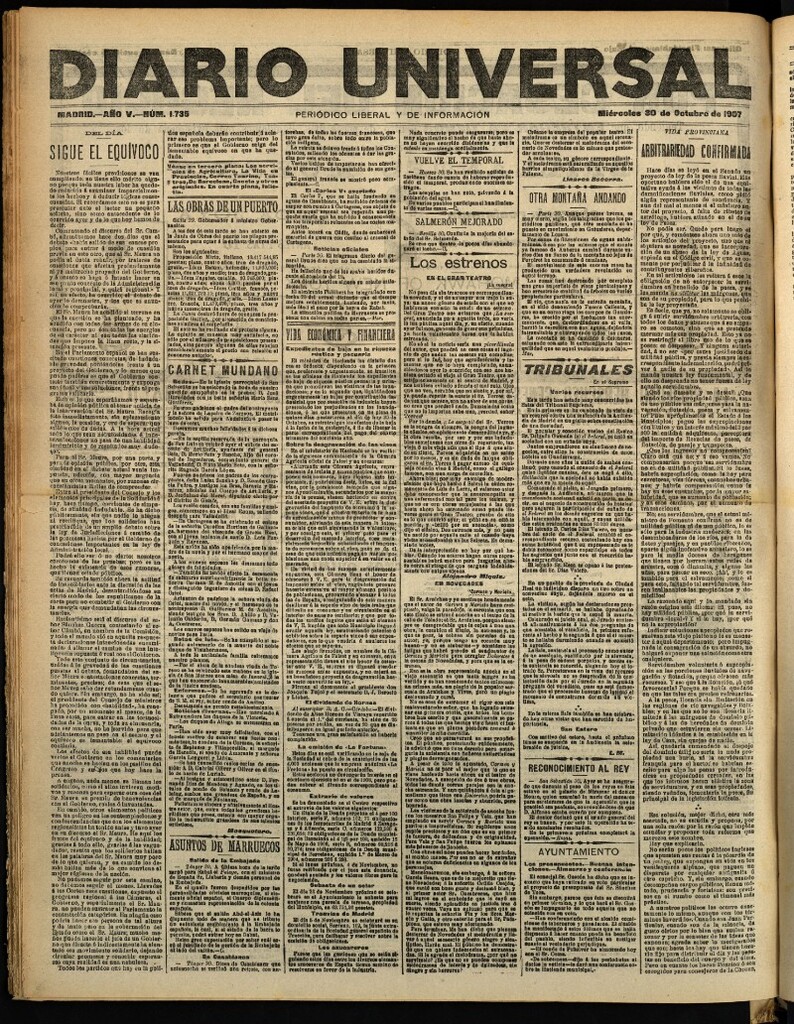 Miniatura de Diario Universal del 30 de octubre de 1907