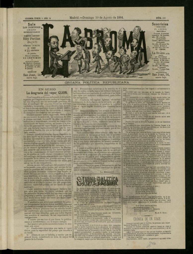 Miniatura de La Broma de 10 de agosto de 1884, nº 136