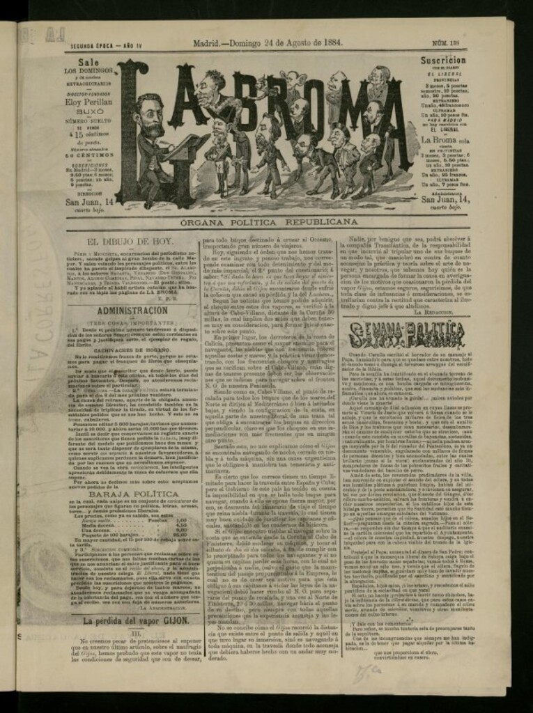 Miniatura de La Broma de 24 de agosto de 1884, nº 138