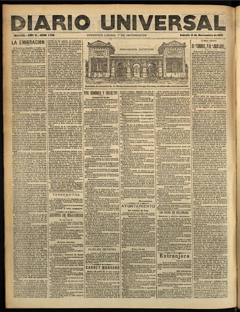 Miniatura de Diario Universal del 2 de noviembre de 1907