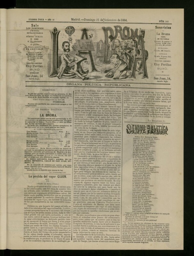 Miniatura de La Broma de 21 de septiembre de 1884, nº 142