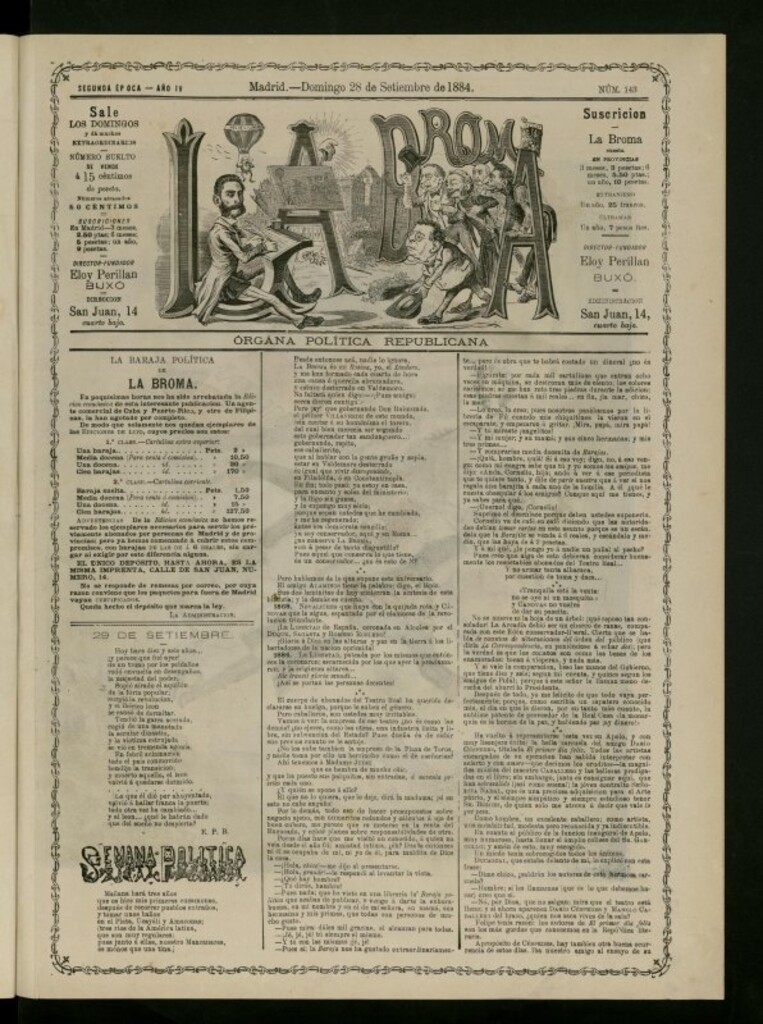 Miniatura de La Broma de 28 de septiembre de 1884, nº 143