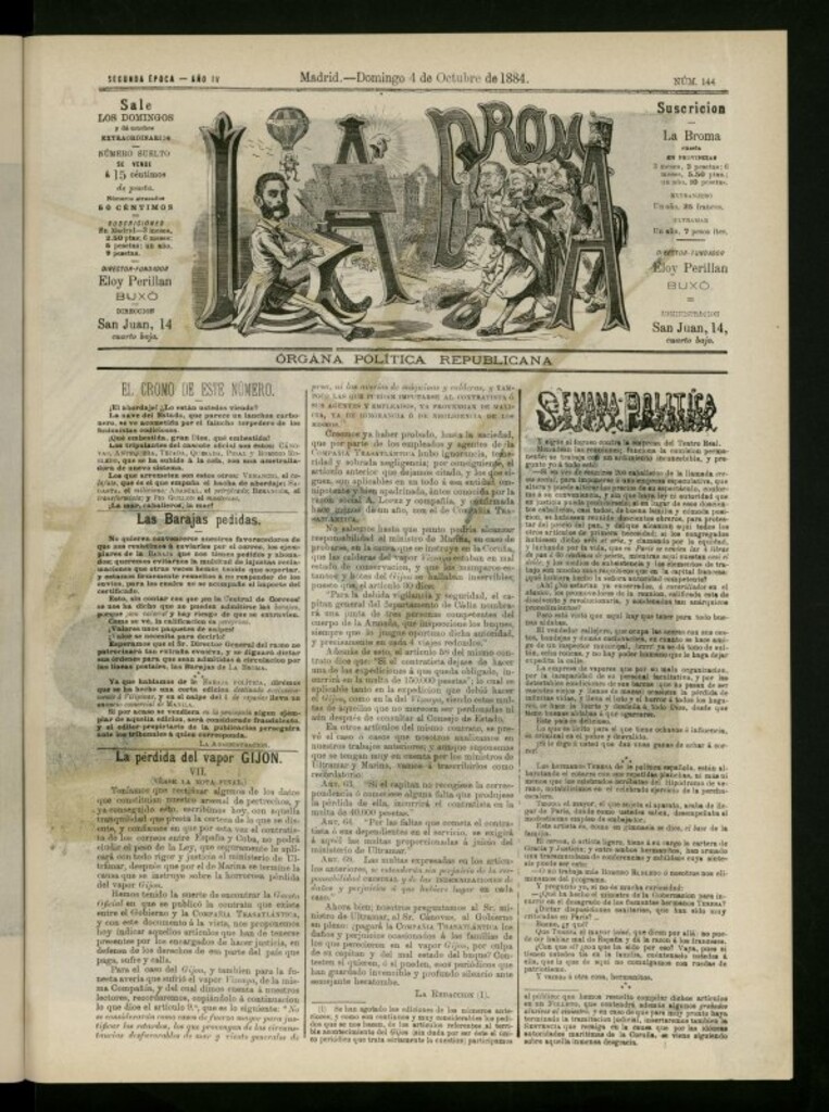 Miniatura de La Broma de 4 de octubre de 1884, nº 144