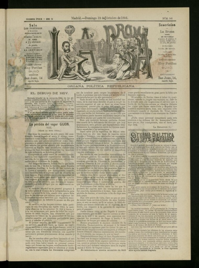 Miniatura de La Broma de 12 de octubre de 1884, nº 145