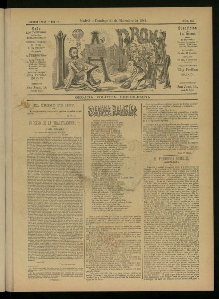 Miniatura de La Broma de 21 de diciembre de 1884, nº 155