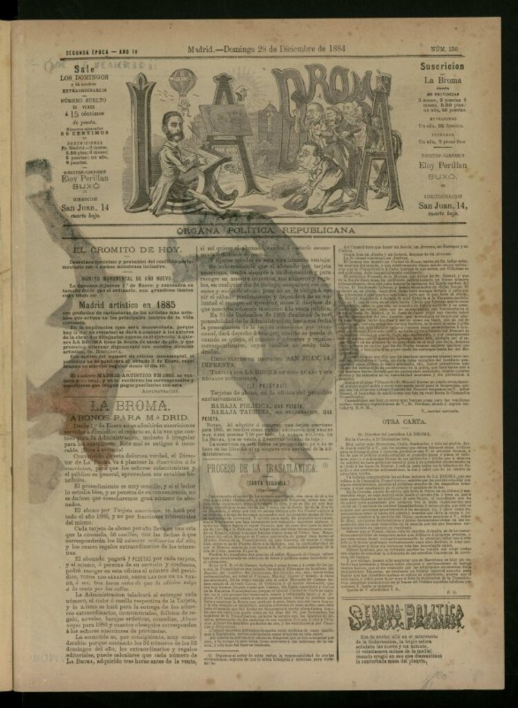 Miniatura de La Broma de 28 de diciembre de 1884, nº 156