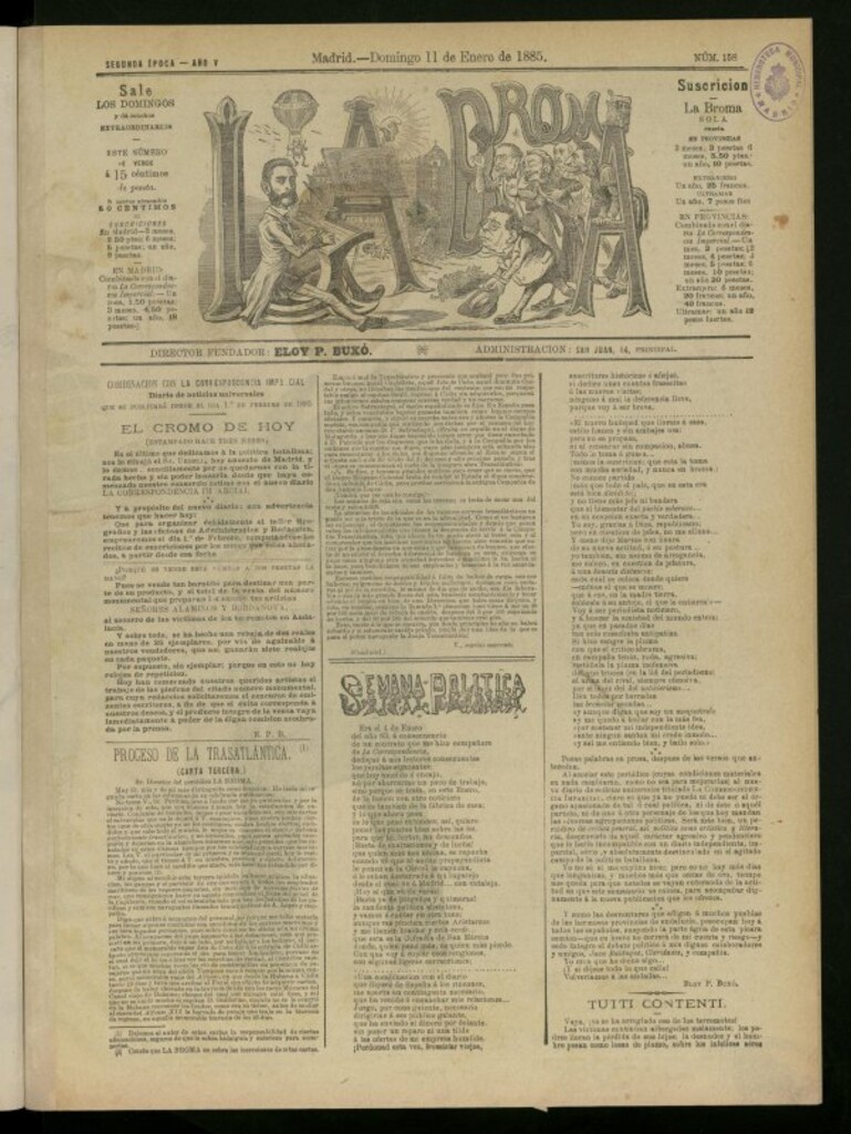 Miniatura de La Broma de 11 de enero de 1885, nº 158