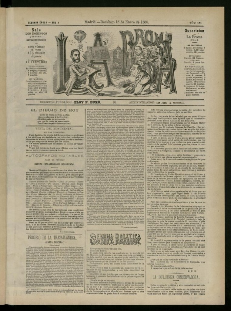 Miniatura de La Broma de 18 de enero de 1885, nº 160 [sic]