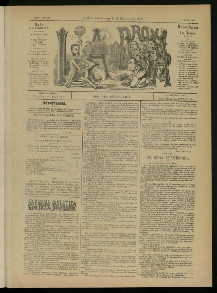 Miniatura de La Broma de 15 de febrero de 1885, nº 163