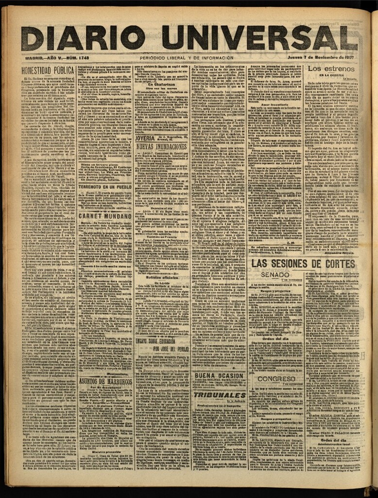 Miniatura de Diario Universal del 7 de noviembre de 1907