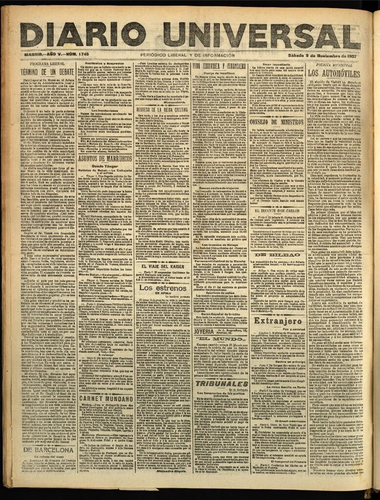 Miniatura de Diario Universal del 9 de noviembre de 1907