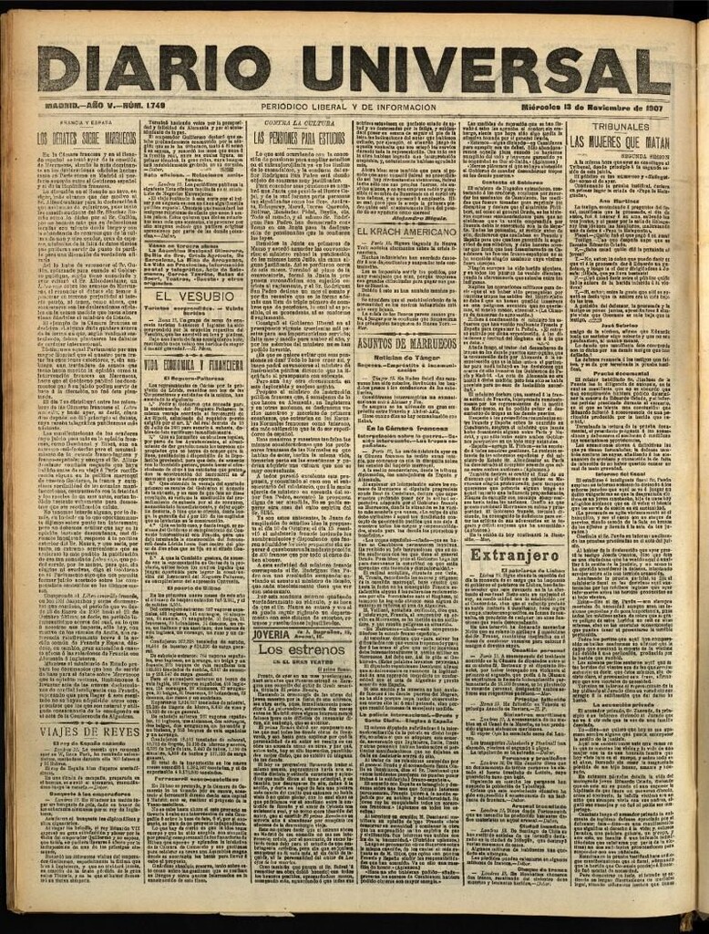 Miniatura de Diario Universal del 13 de noviembre de 1907